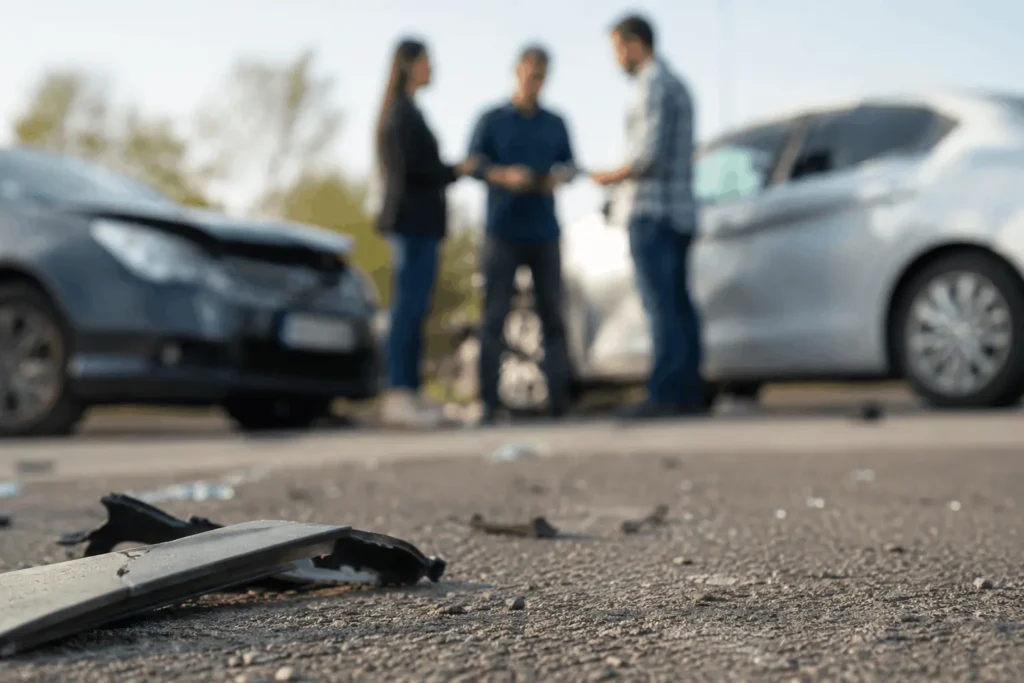 Damaged car after a crash with an underinsured driver