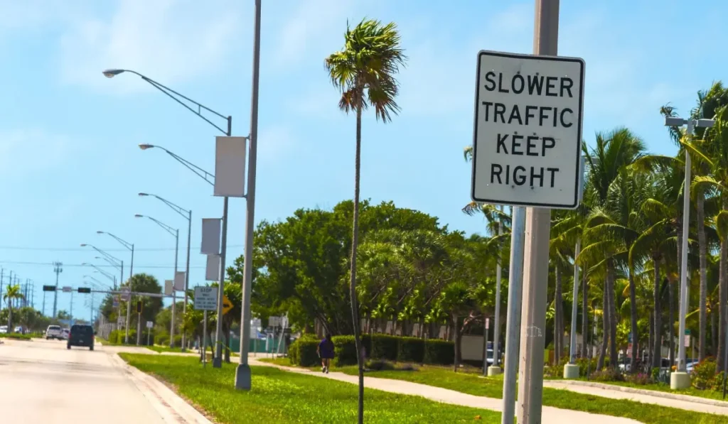 Cars in the left lane of a multi-lane Florida highway