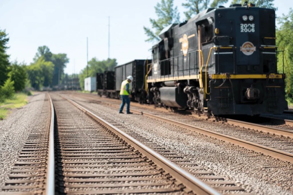 Railroad worker filling out an injury report